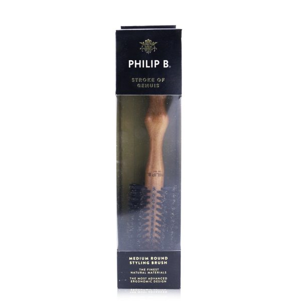 Philip B Medium 55mm Round Brush (Polished Mahogany Handle, 65% Boar Bristle + 35% Nylon)  1pc Fashion