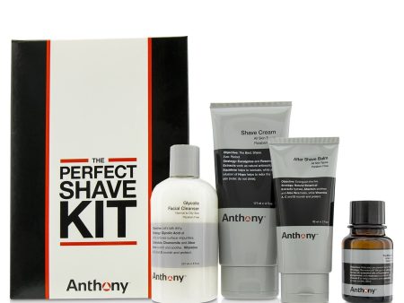 Anthony Logistics For Men The Perfect Shave Kit: Cleanser + Pre-Shave Oil + Shave Cream + After Shave Cream  4pcs Supply