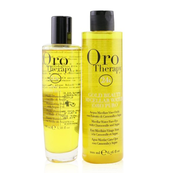 Fanola Oro Therapy 24k Golden Beauty Set (Limited Edition): Oro Puro Illuminating Fluid 100ml + Gold Beauty Micellar Water 200ml  2pcs Online Hot Sale